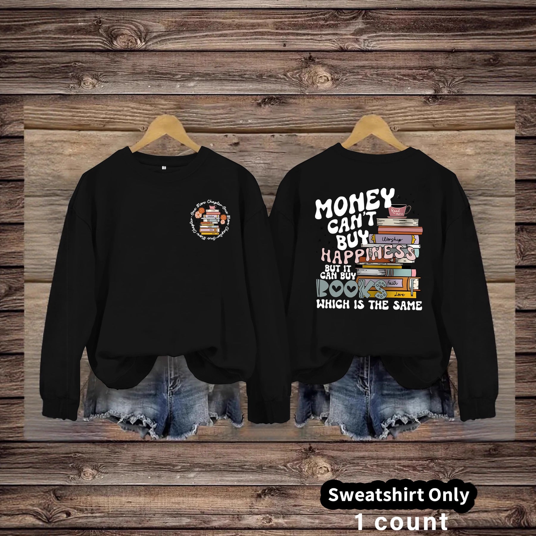 Book Flower Pattern Hoodie