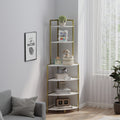 6-Tier Corner Bookshelf Wooden- Gold & White