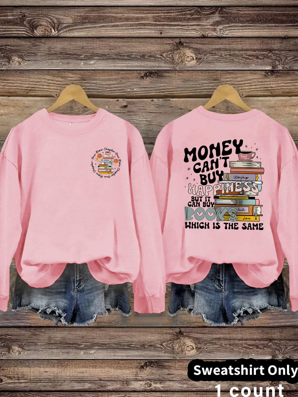 Book Flower Pattern Hoodie