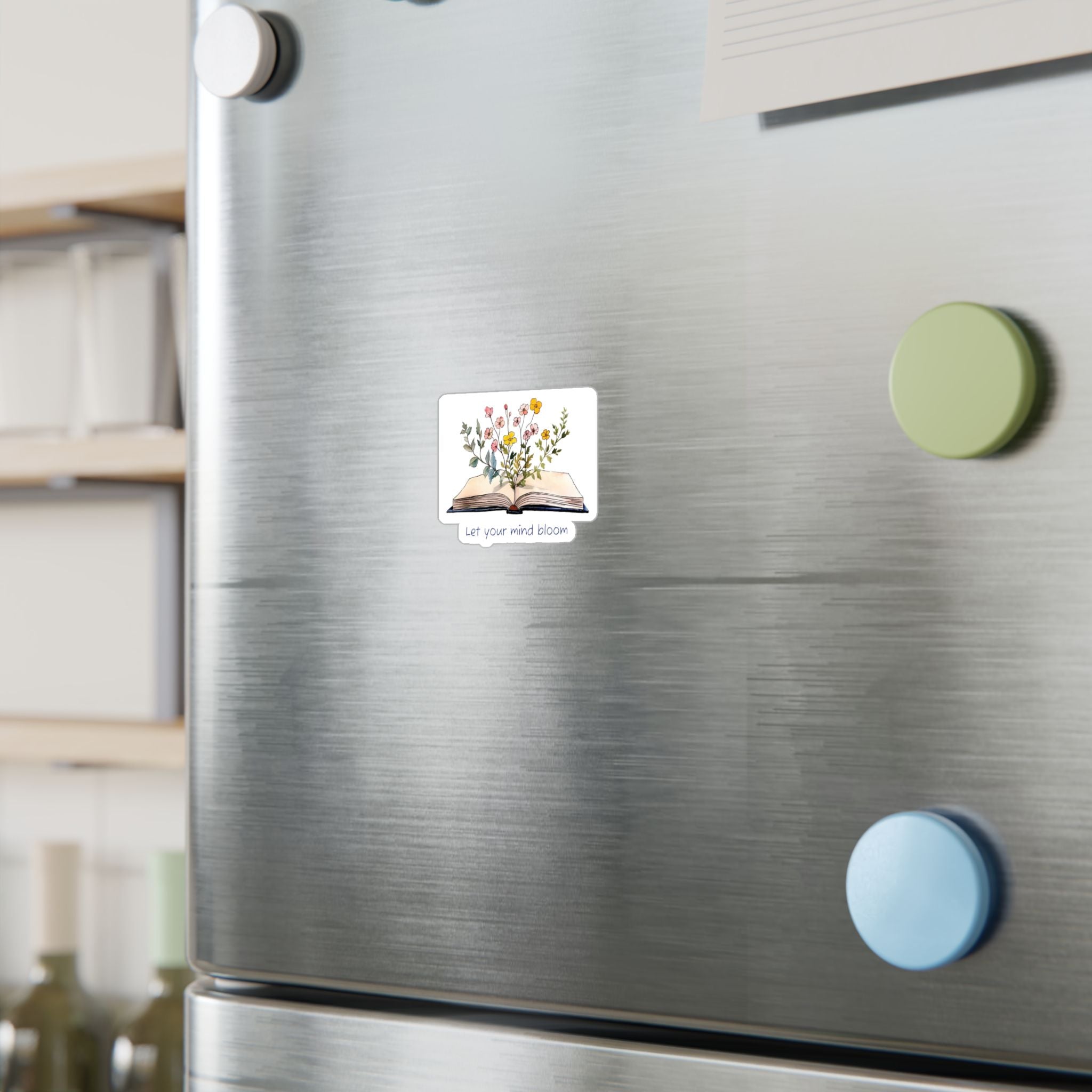 Vinyl Sticker — Open Book Floral Design "Let Your Mind Bloom"