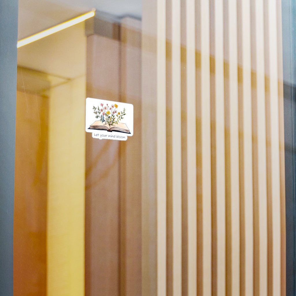 Vinyl Sticker — Open Book Floral Design "Let Your Mind Bloom"
