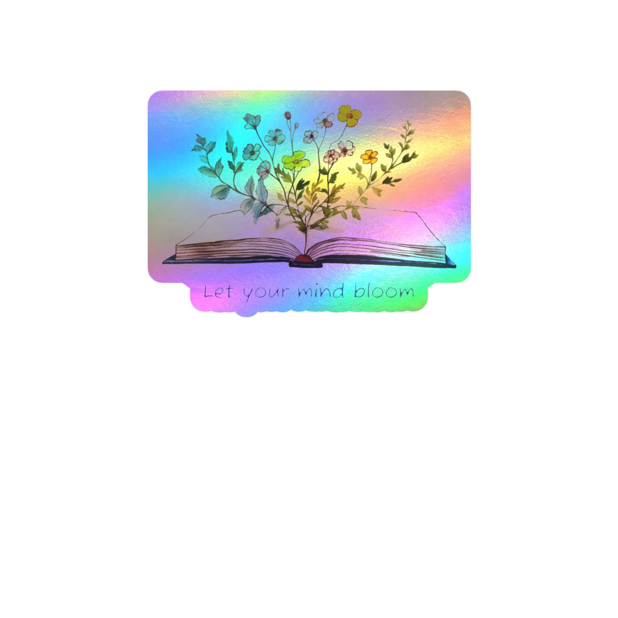 Vinyl Sticker — Open Book Floral Design "Let Your Mind Bloom"