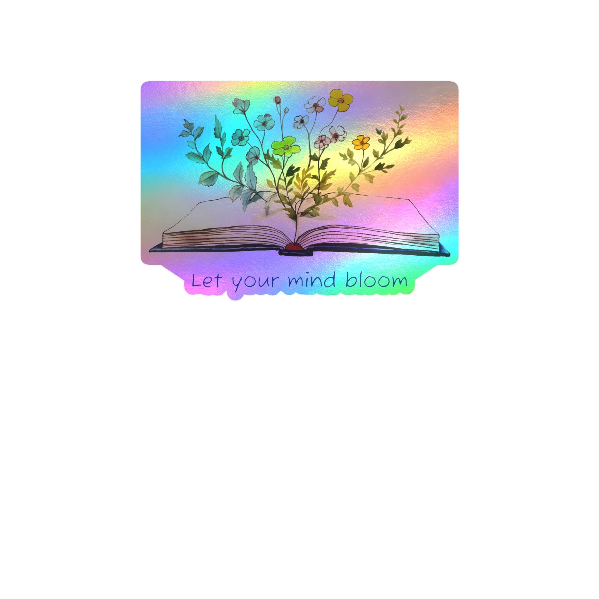Vinyl Sticker — Open Book Floral Design "Let Your Mind Bloom"