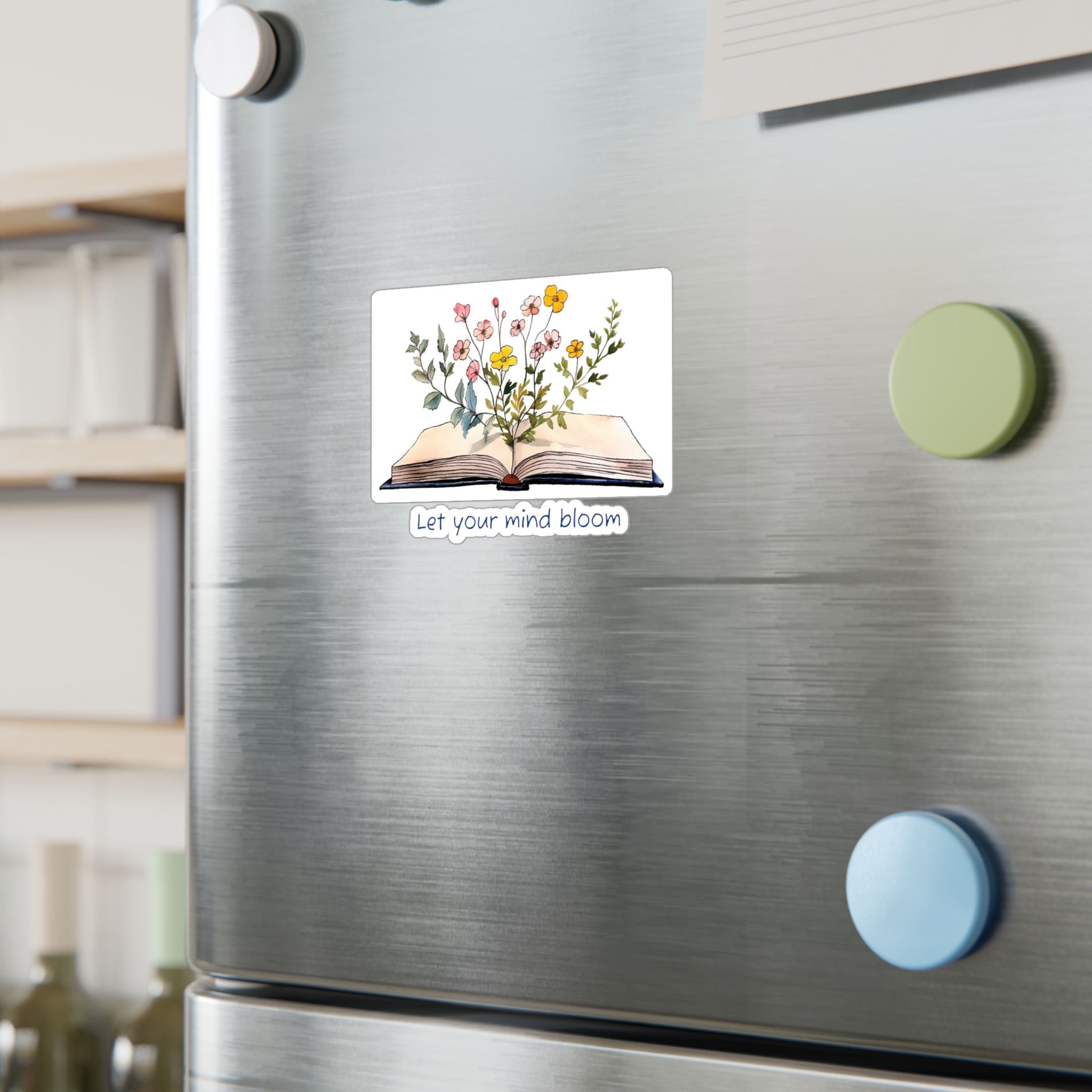 Vinyl Sticker — Open Book Floral Design "Let Your Mind Bloom"