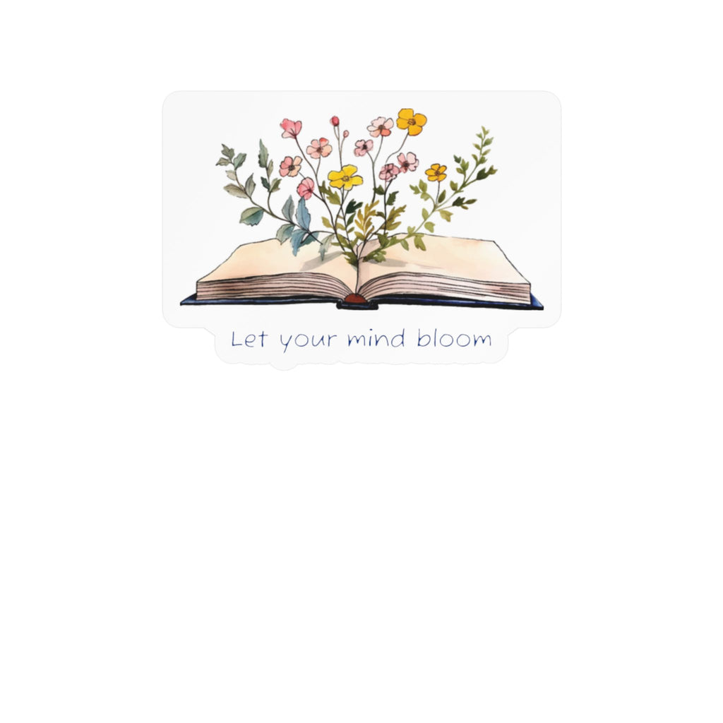 Vinyl Sticker — Open Book Floral Design "Let Your Mind Bloom"