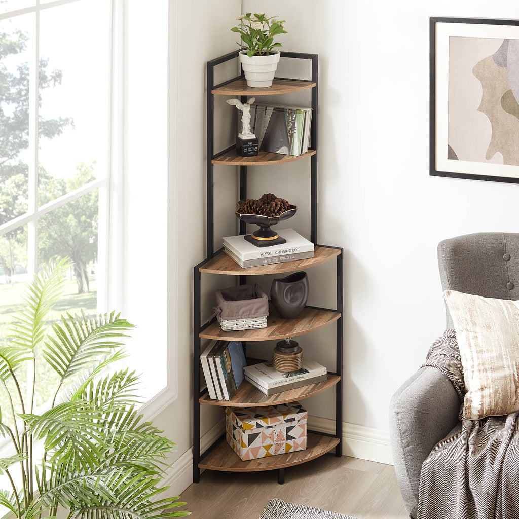 6-Tier Corner Bookshelf Wooden