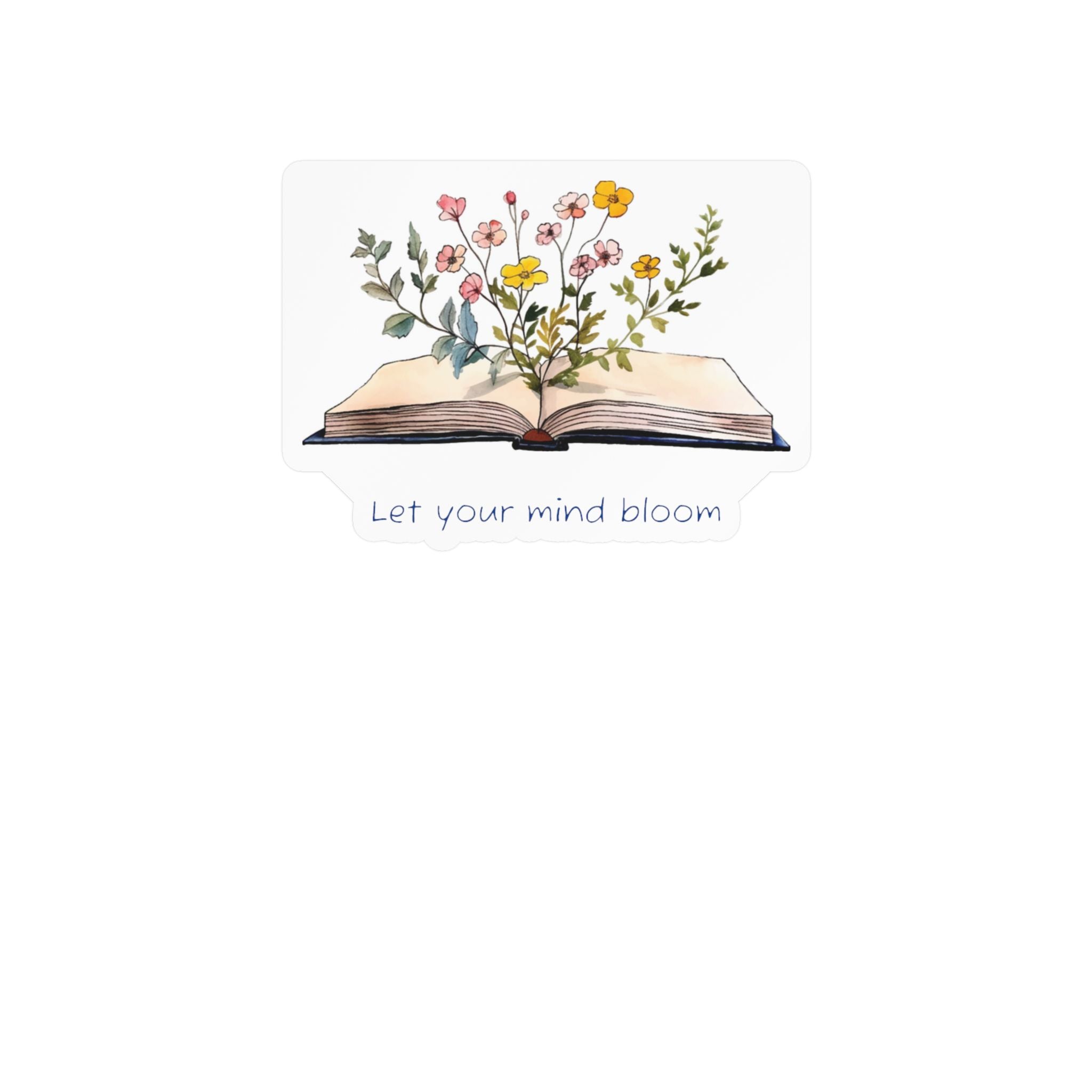 Vinyl Sticker — Open Book Floral Design "Let Your Mind Bloom"