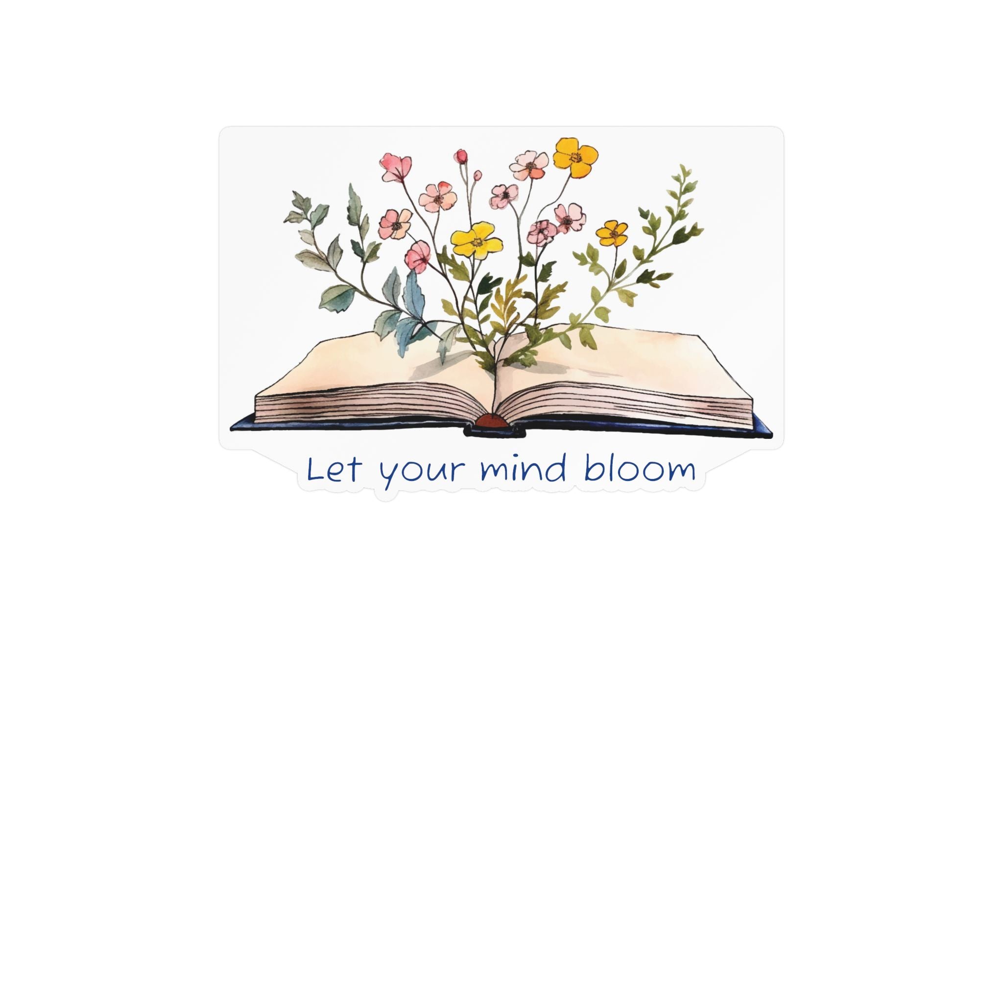 Vinyl Sticker — Open Book Floral Design "Let Your Mind Bloom"