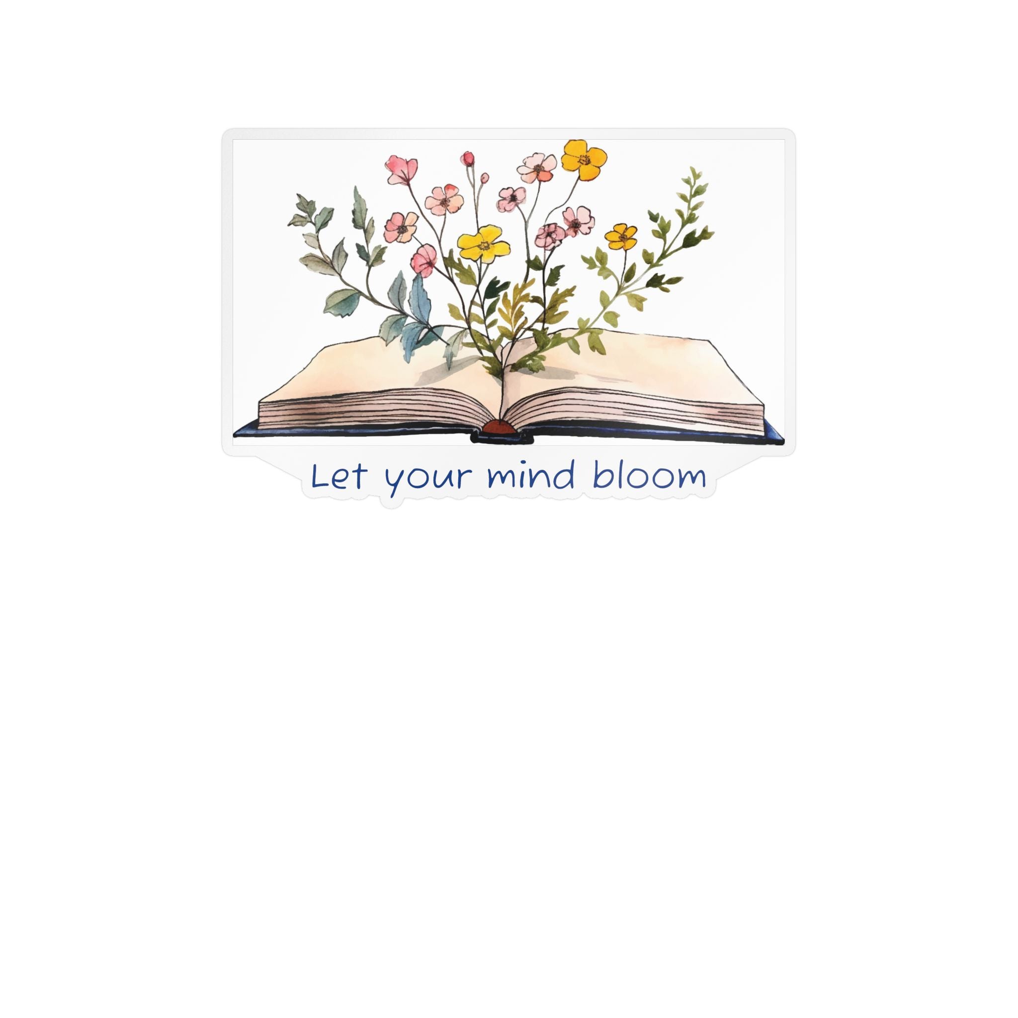 Vinyl Sticker — Open Book Floral Design "Let Your Mind Bloom"