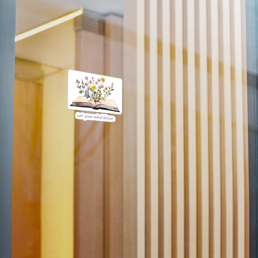 Vinyl Sticker — Open Book Floral Design "Let Your Mind Bloom"