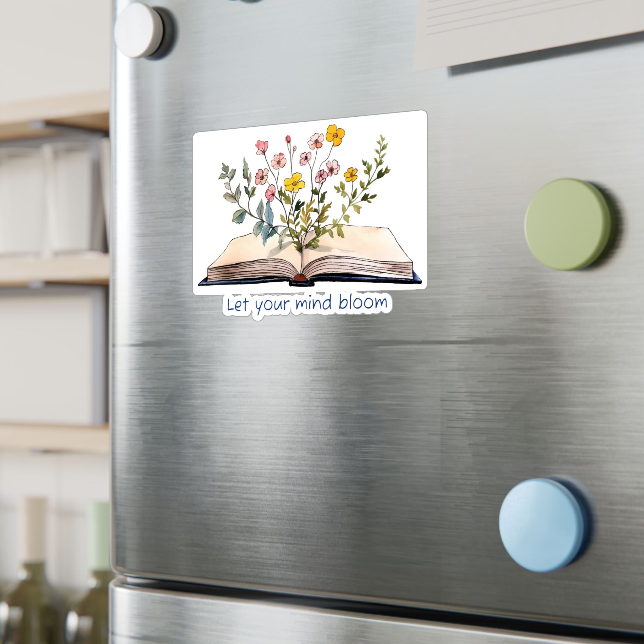 Vinyl Sticker — Open Book Floral Design "Let Your Mind Bloom"