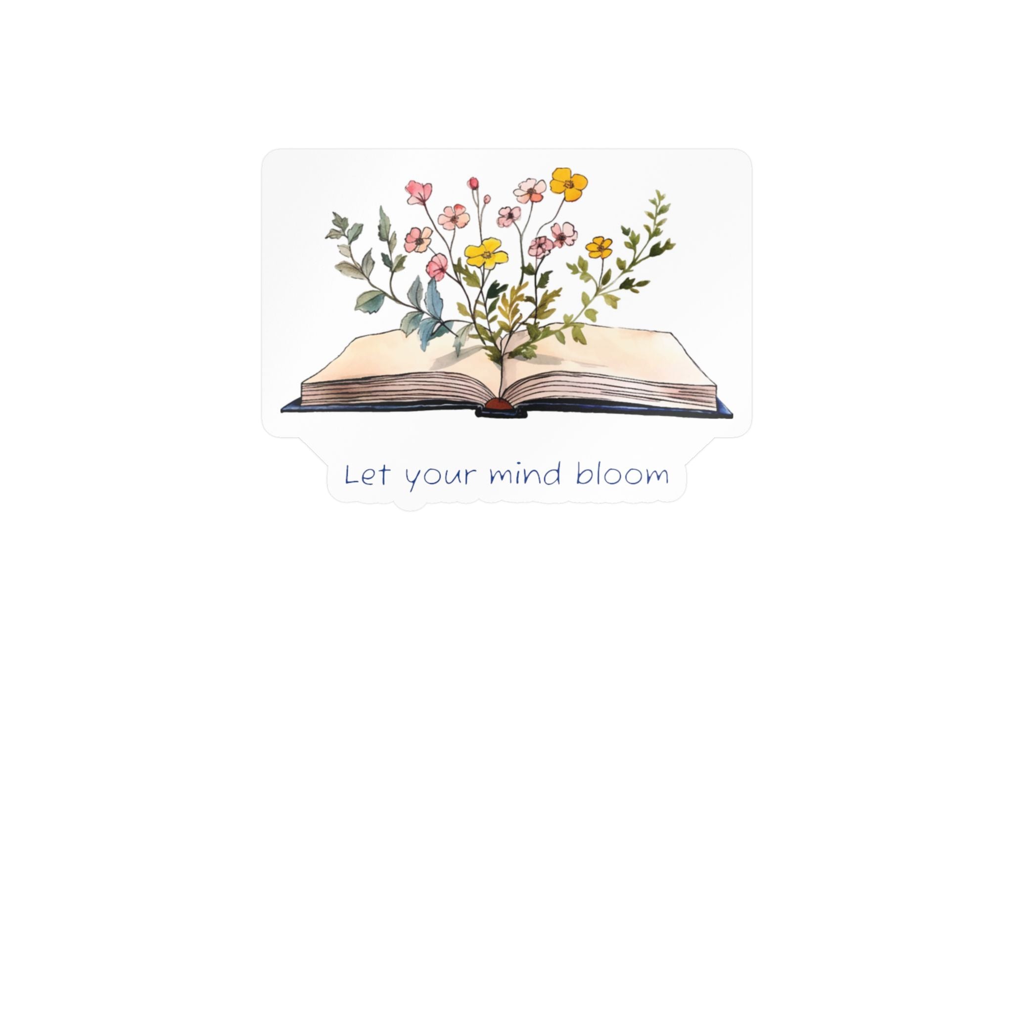 Vinyl Sticker — Open Book Floral Design "Let Your Mind Bloom"