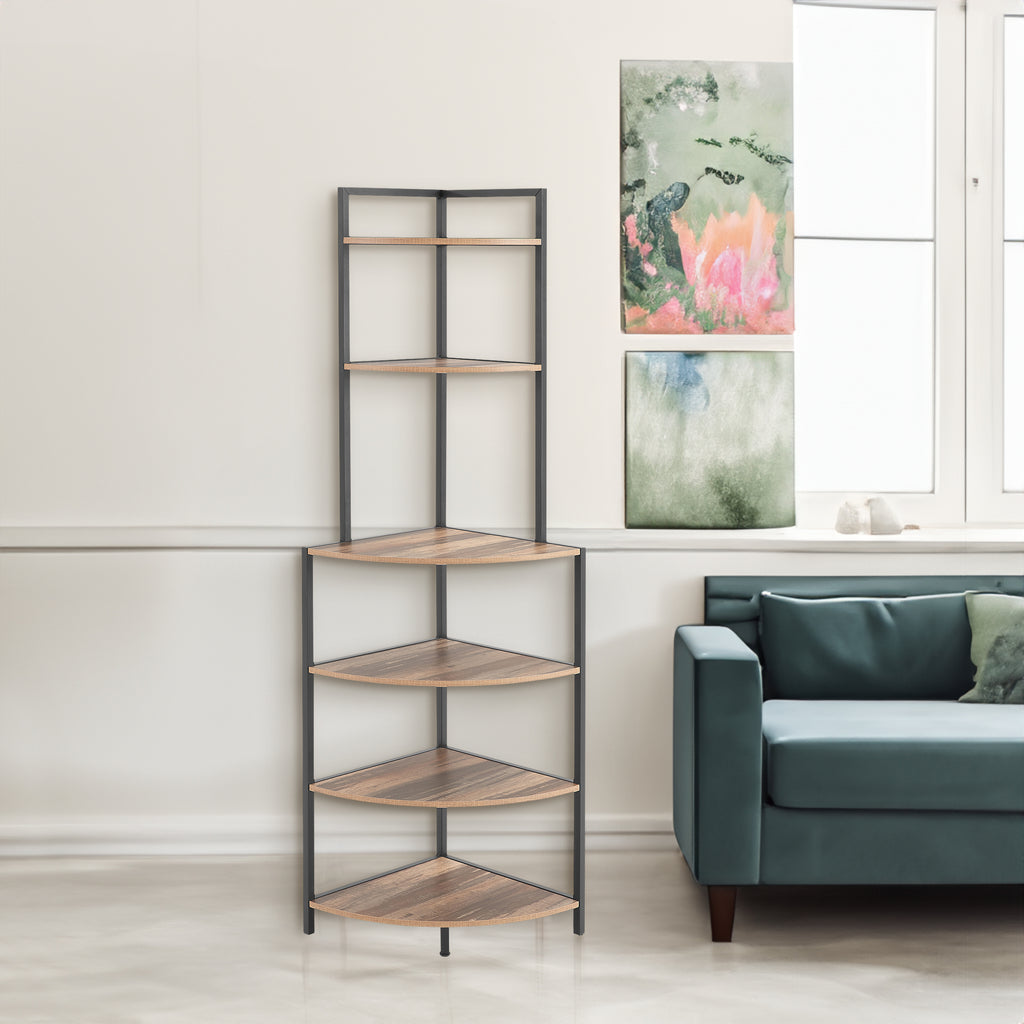 6-Tier Corner Bookshelf Wooden