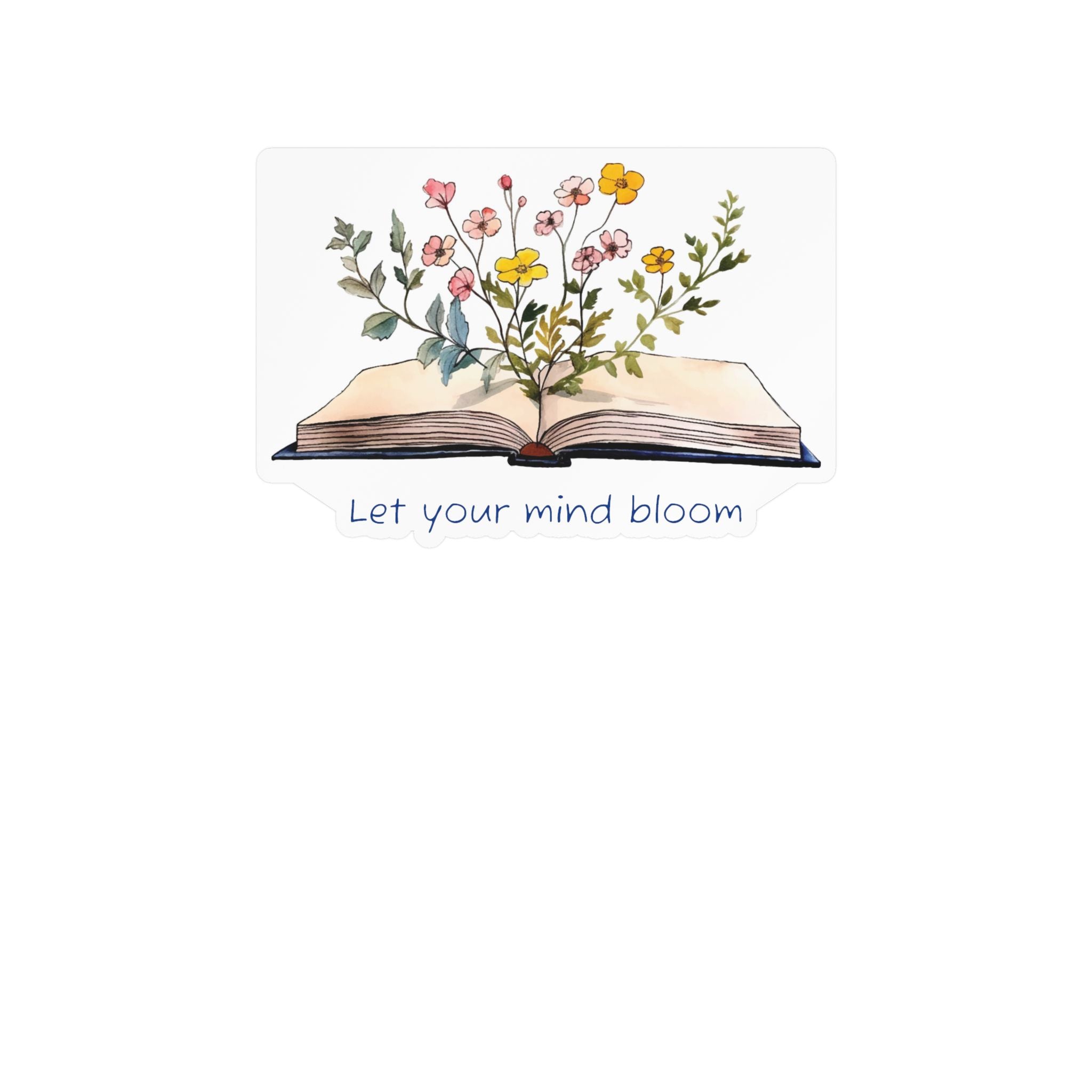 Vinyl Sticker — Open Book Floral Design "Let Your Mind Bloom"