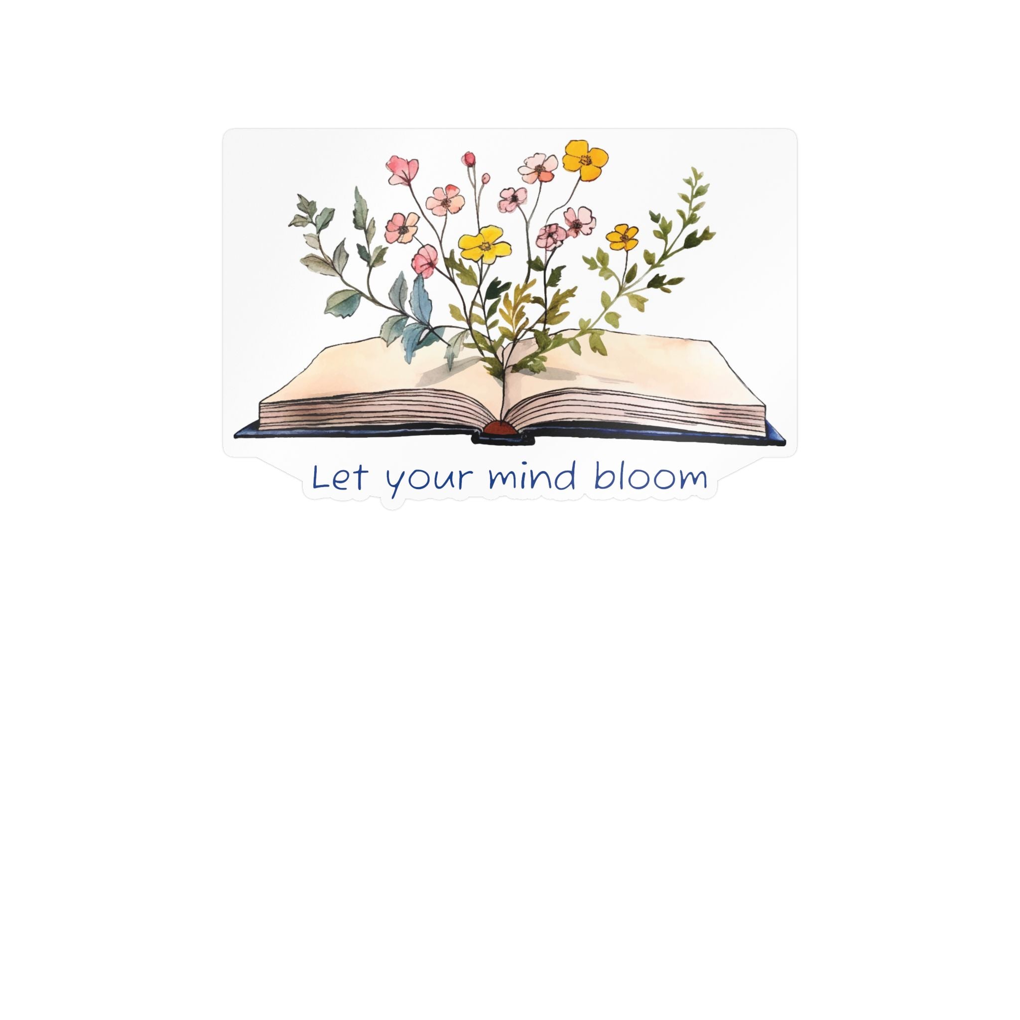 Vinyl Sticker — Open Book Floral Design "Let Your Mind Bloom"