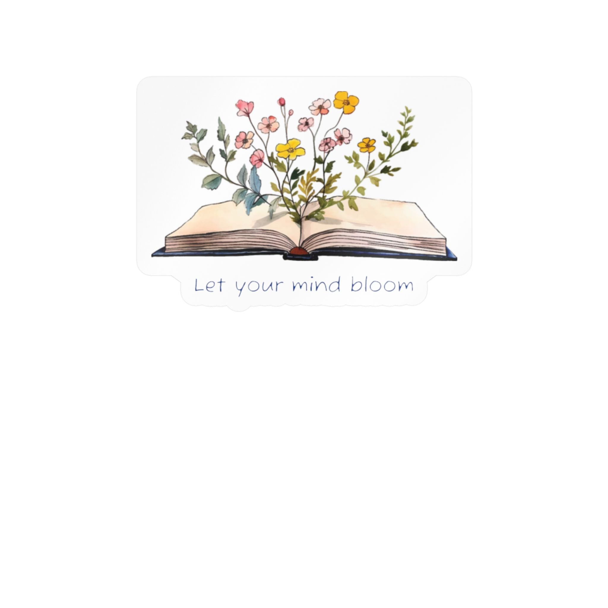 Vinyl Sticker — Open Book Floral Design "Let Your Mind Bloom"