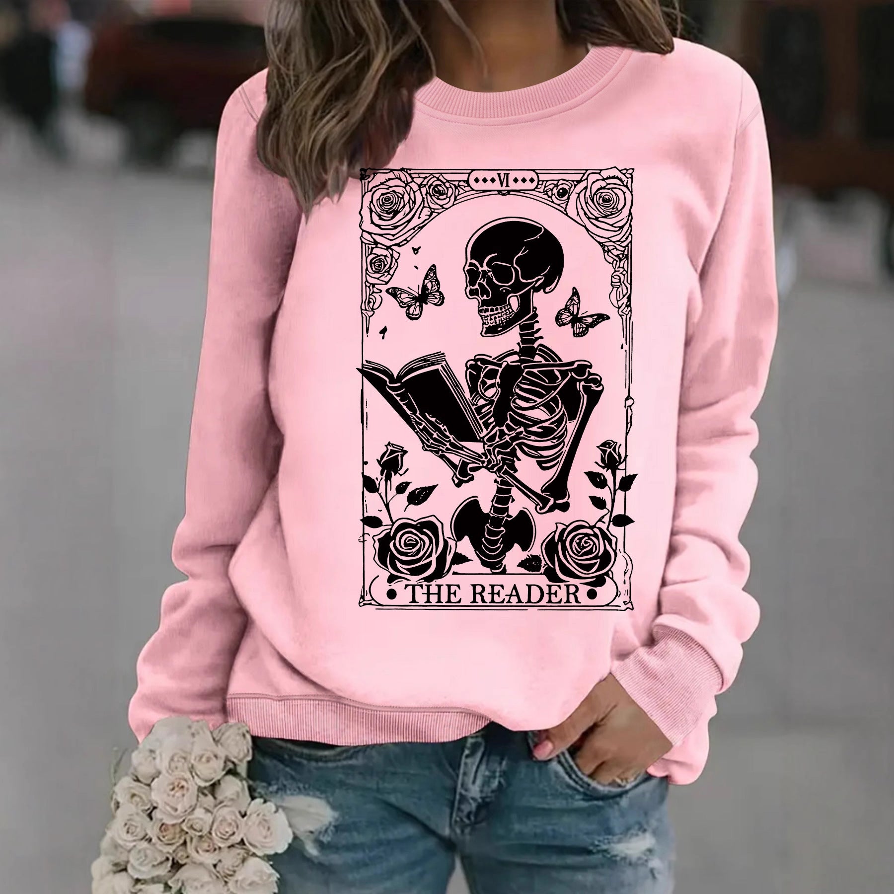 Skeleton Reading Butterfly Hoodie