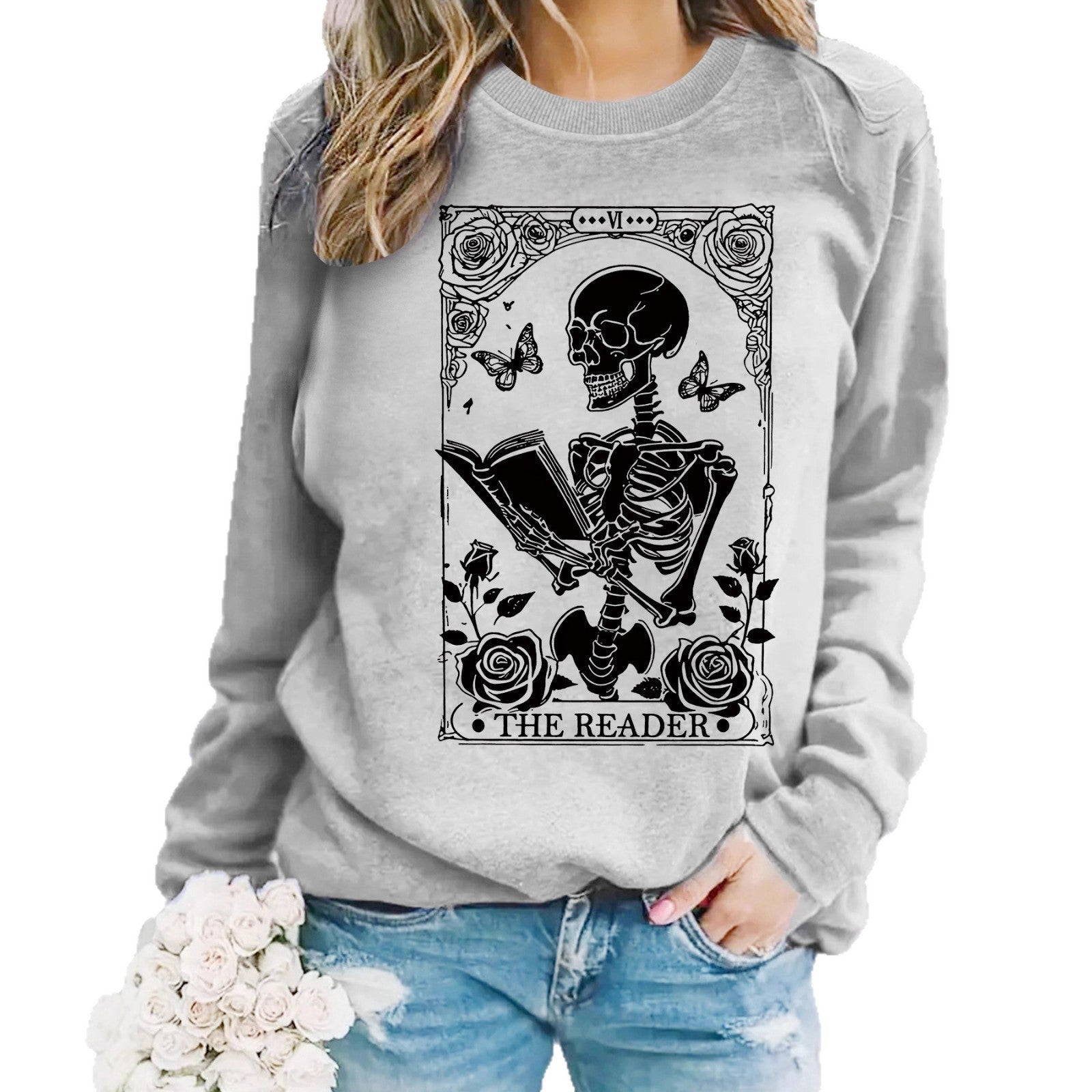 Skeleton Reading Butterfly Hoodie