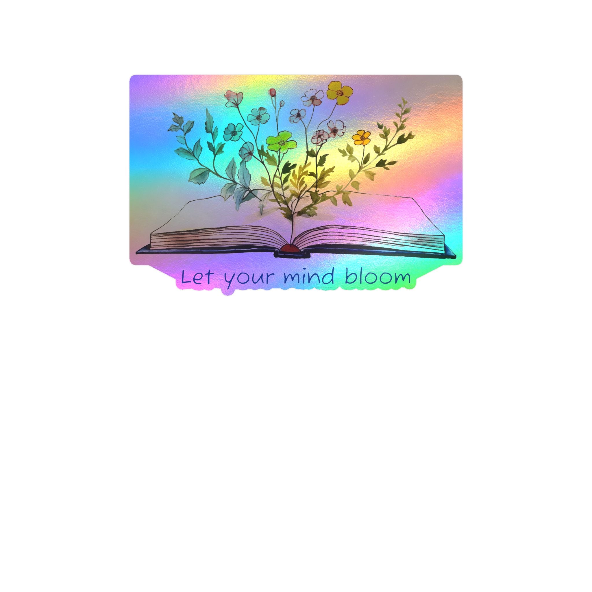 Vinyl Sticker — Open Book Floral Design "Let Your Mind Bloom"