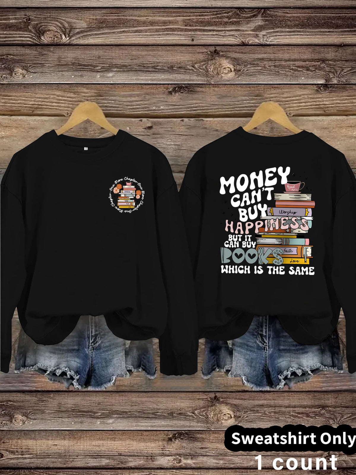 Book Flower Pattern Hoodie