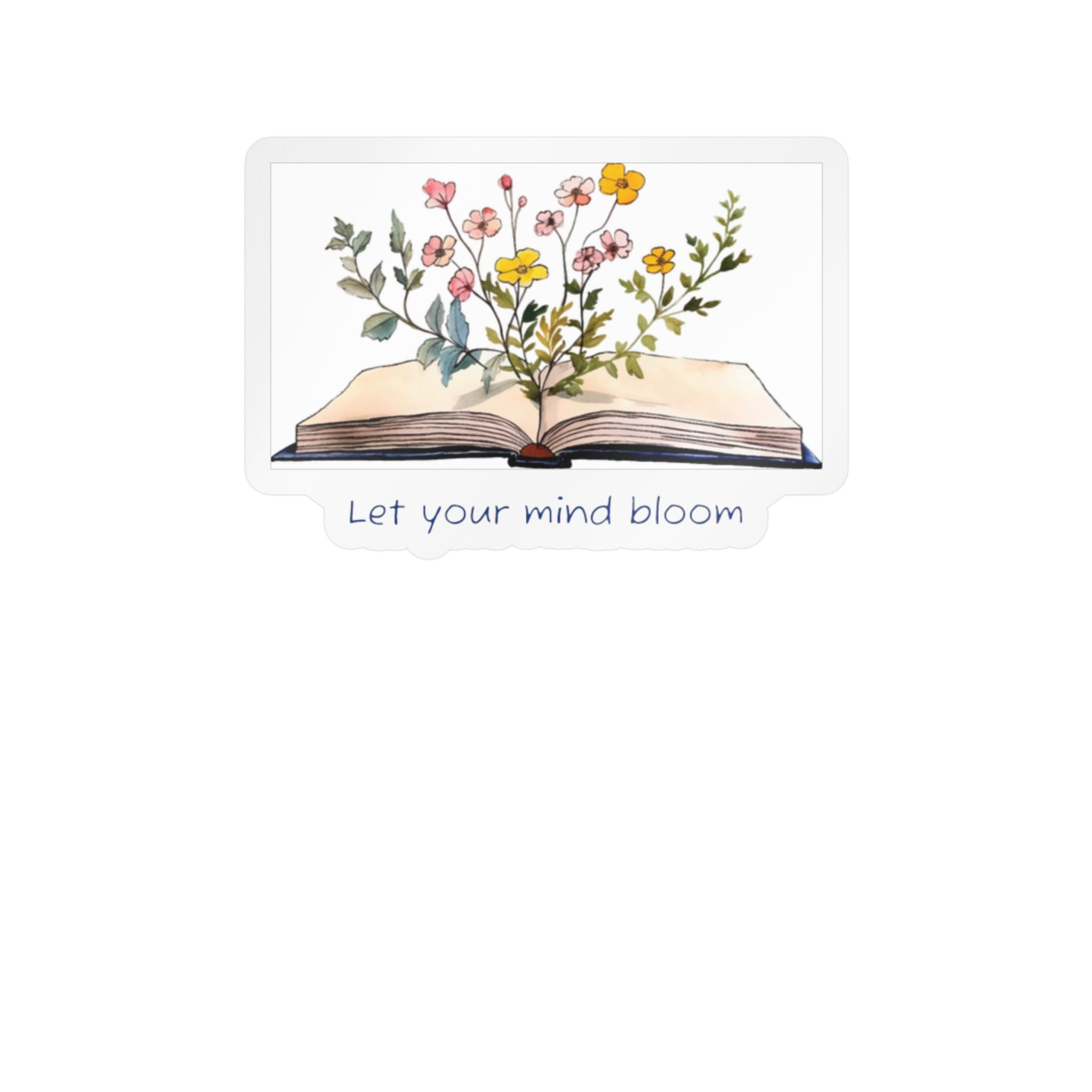 Vinyl Sticker — Open Book Floral Design "Let Your Mind Bloom"