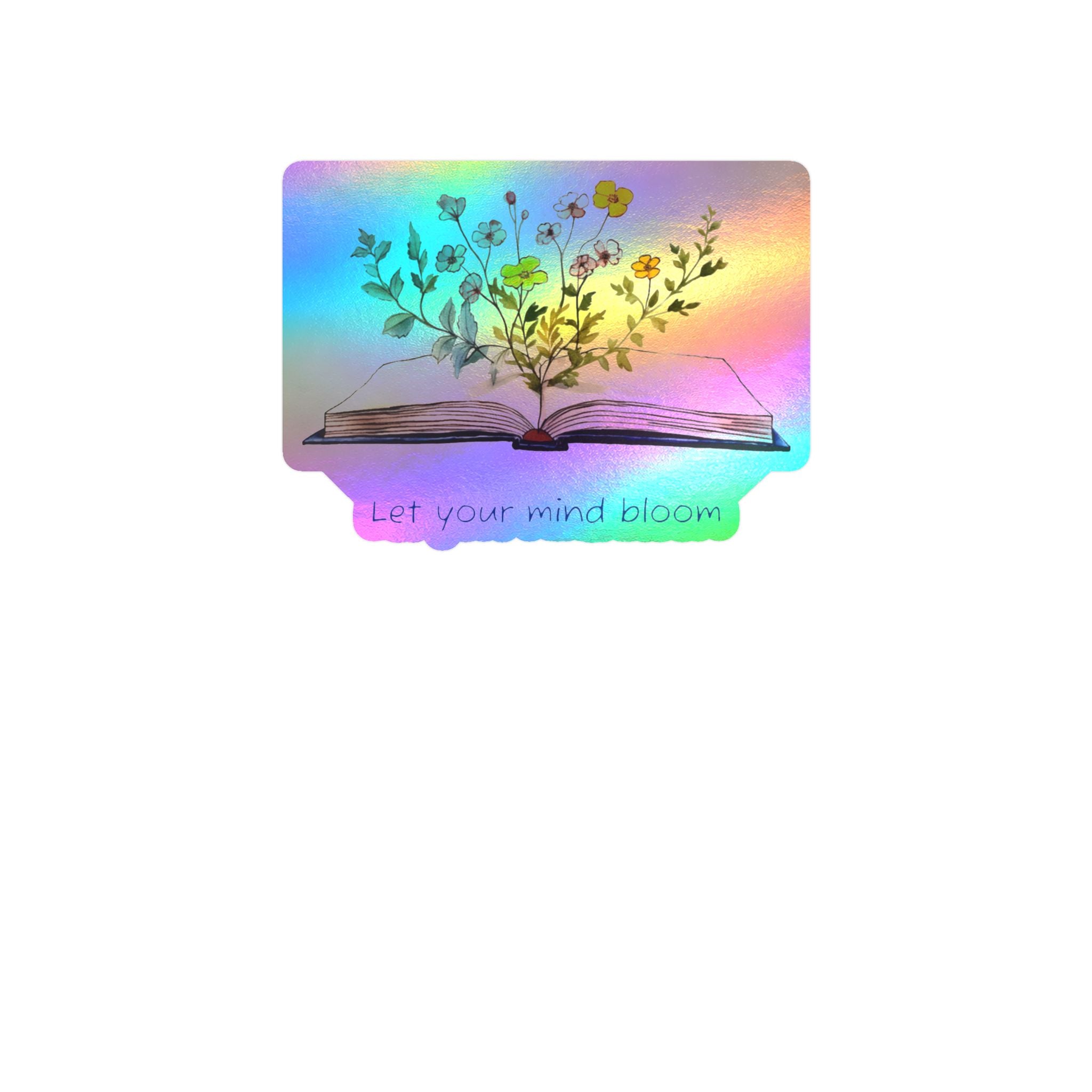 Vinyl Sticker — Open Book Floral Design "Let Your Mind Bloom"