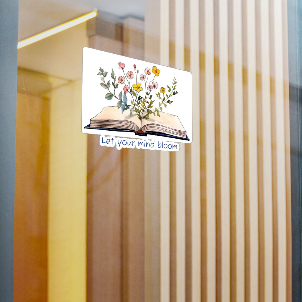Vinyl Sticker — Open Book Floral Design "Let Your Mind Bloom"