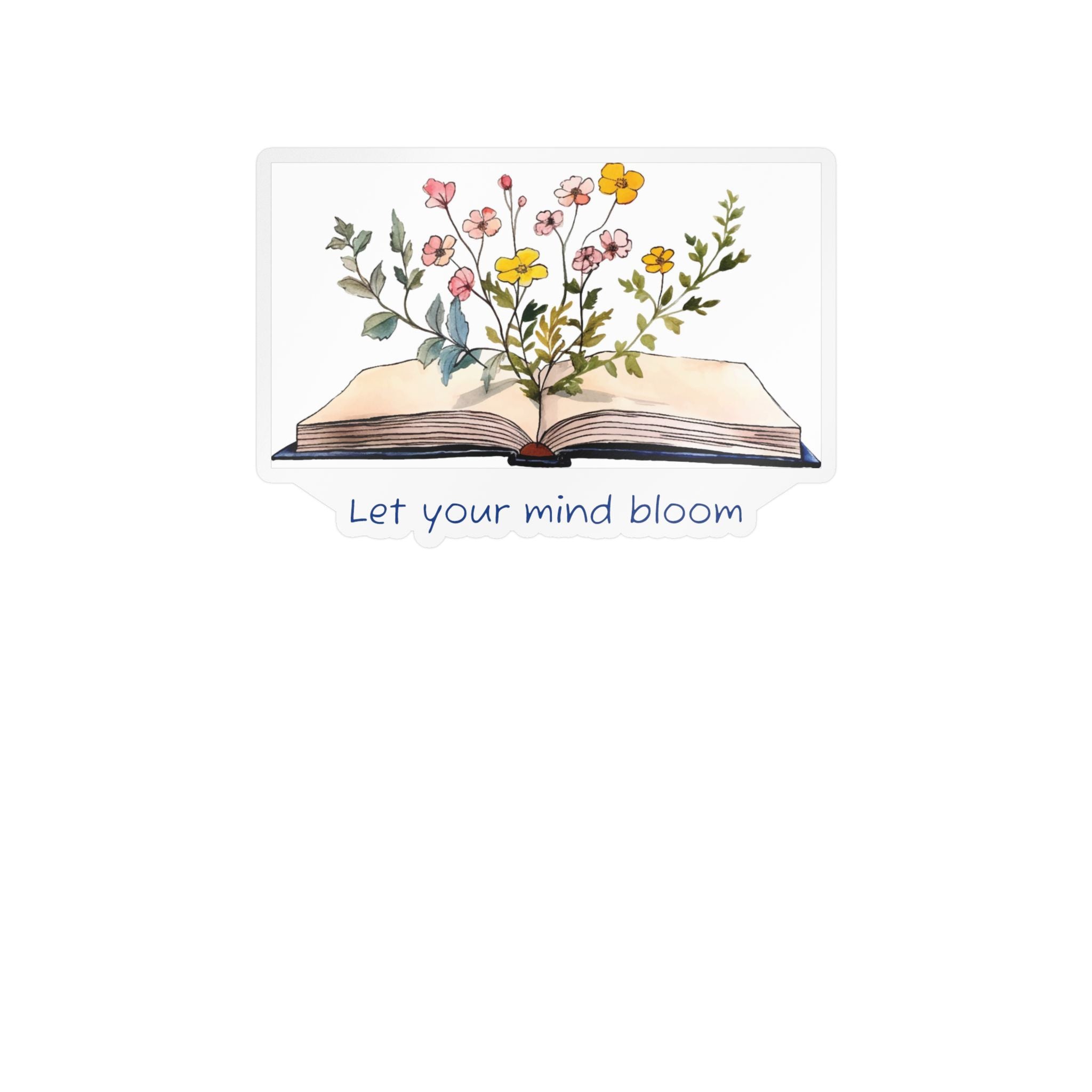 Vinyl Sticker — Open Book Floral Design "Let Your Mind Bloom"