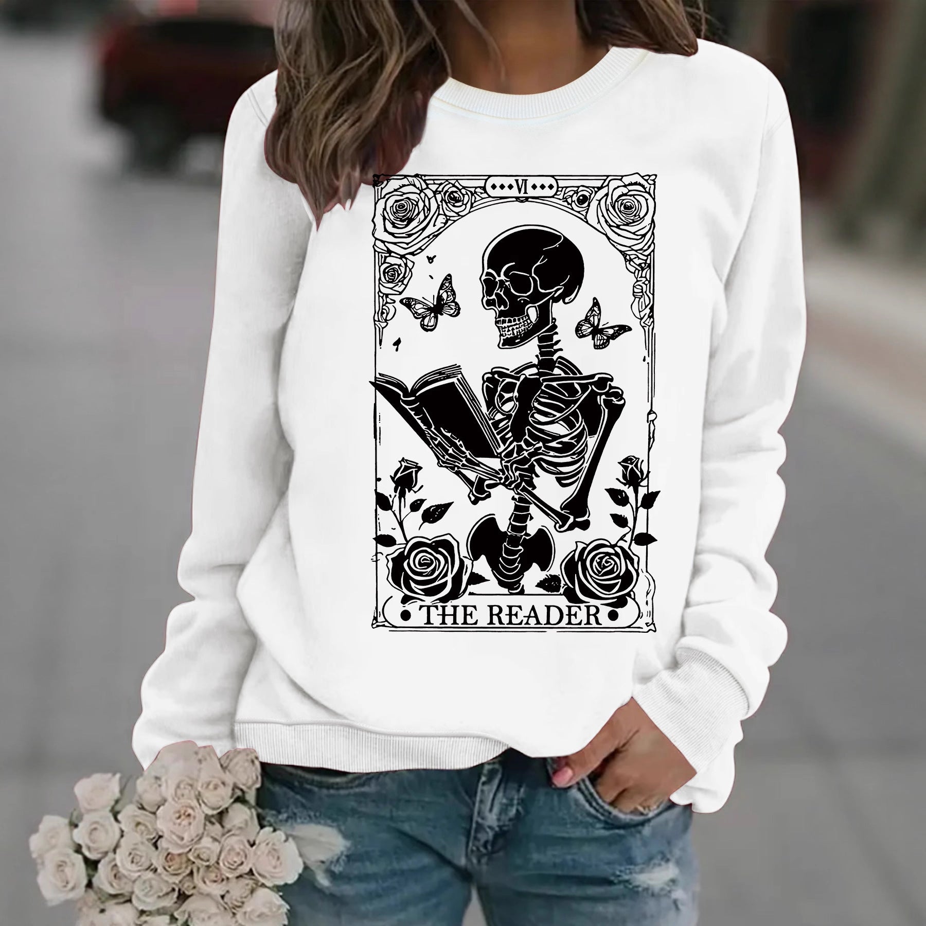 Skeleton Reading Butterfly Hoodie