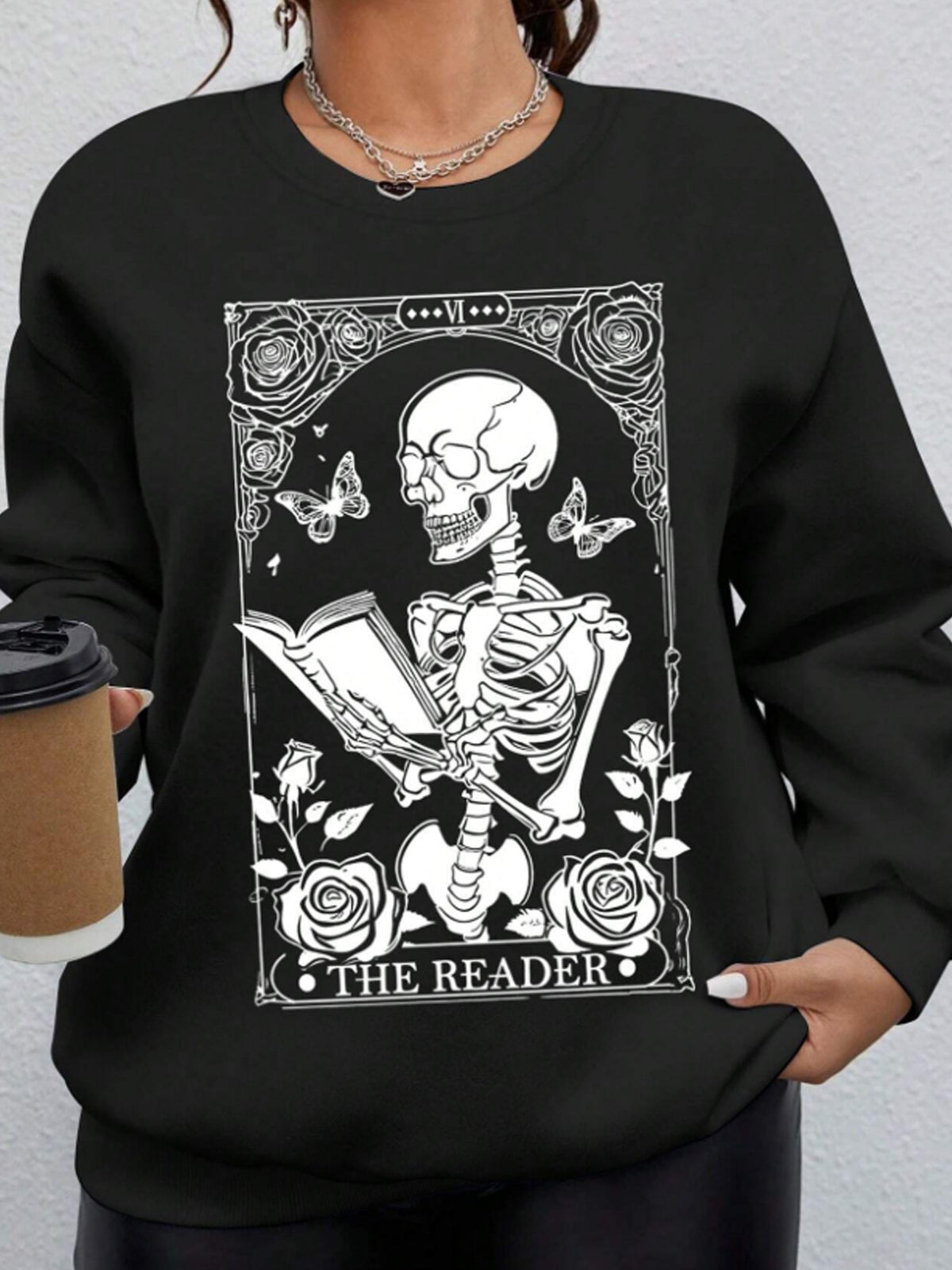 Skeleton Reading Butterfly Hoodie