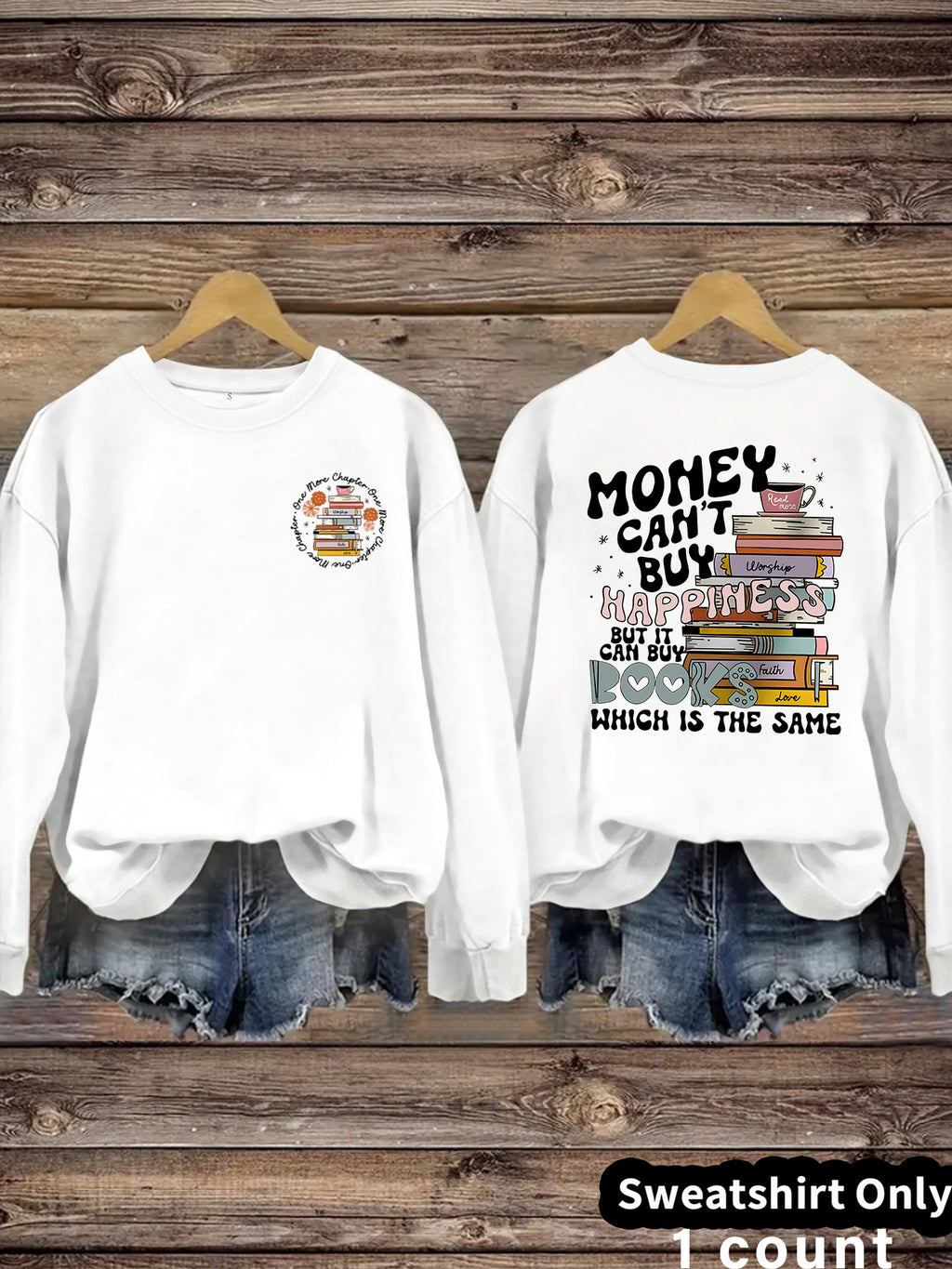 Book Flower Pattern Hoodie