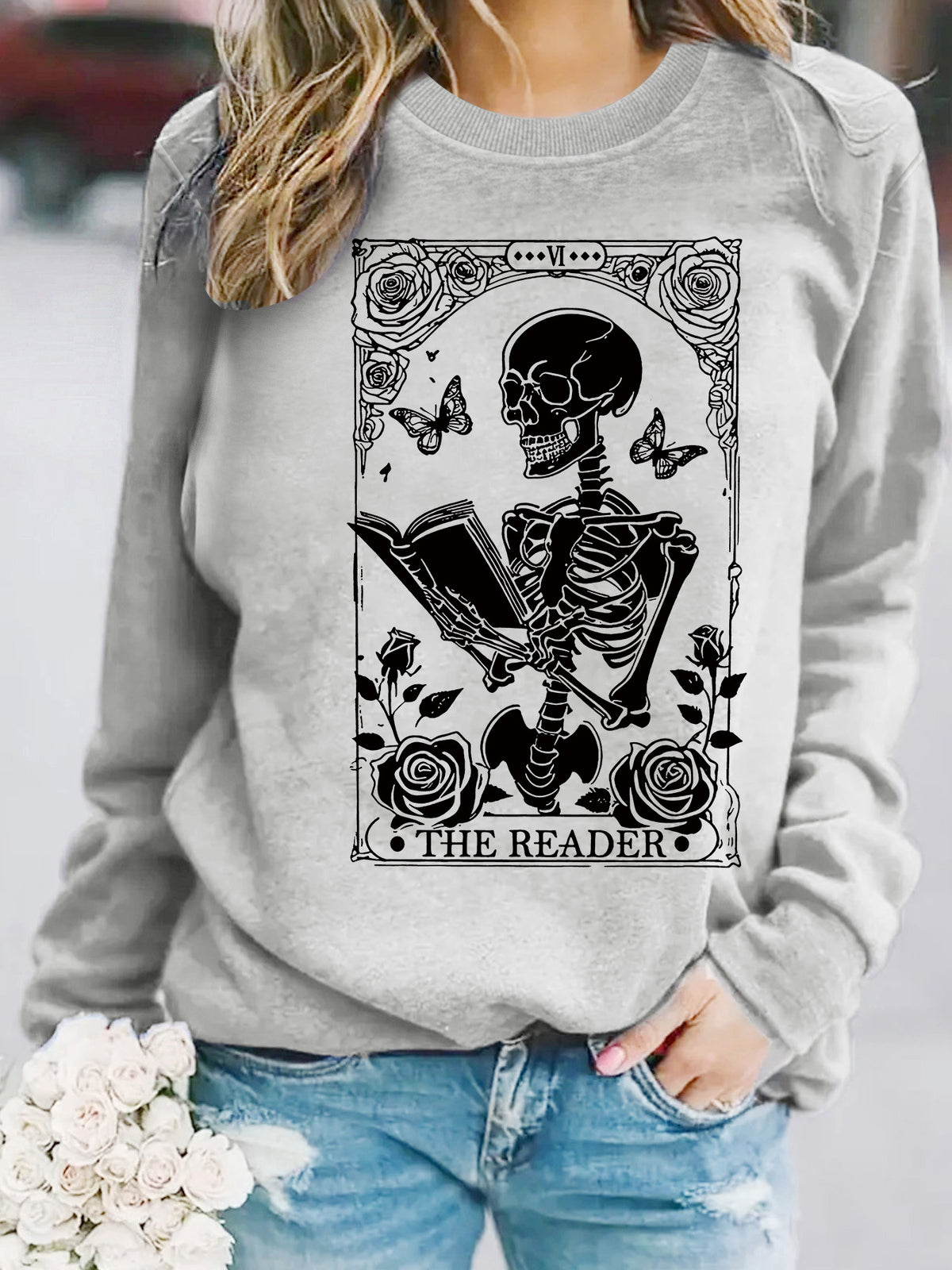 Skeleton Reading Butterfly Hoodie