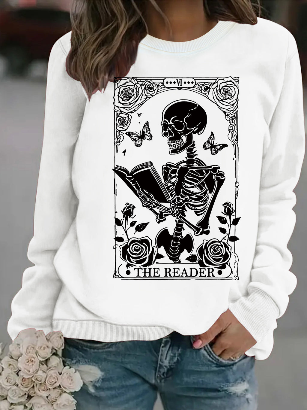 Skeleton Reading Butterfly Hoodie