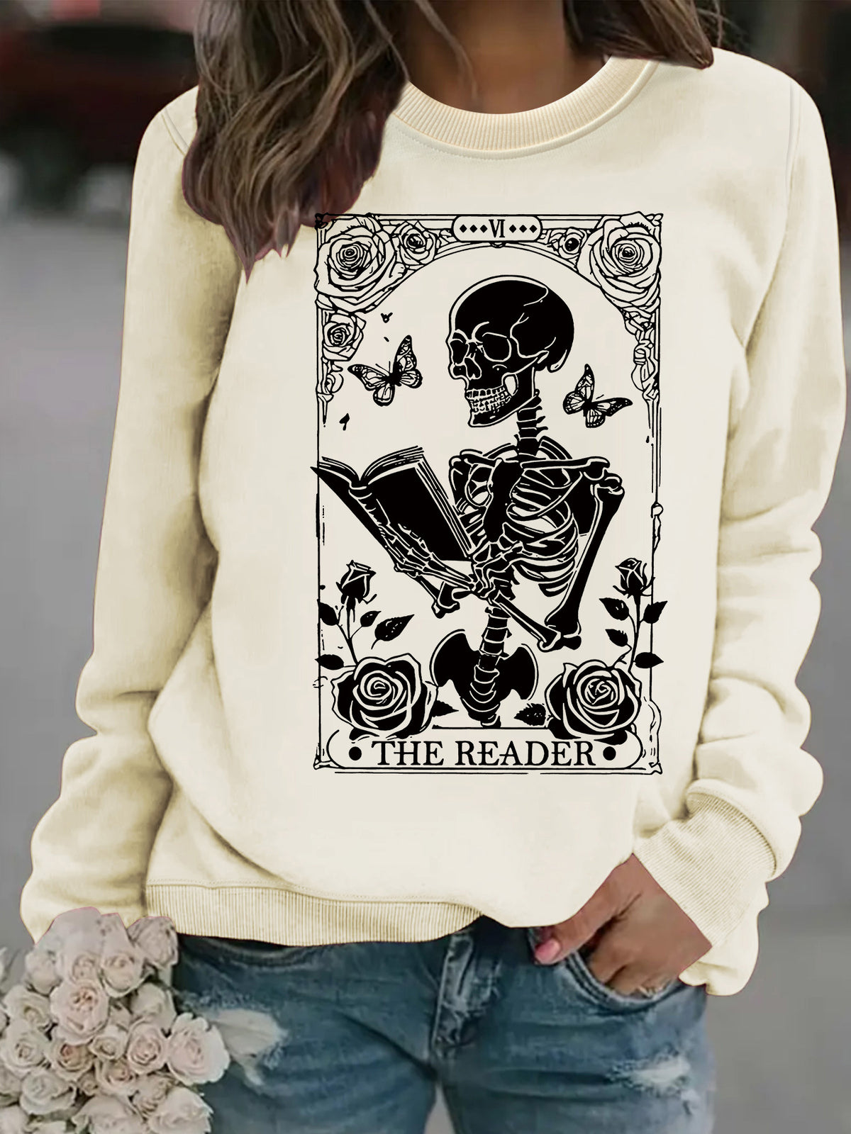Skeleton Reading Butterfly Hoodie