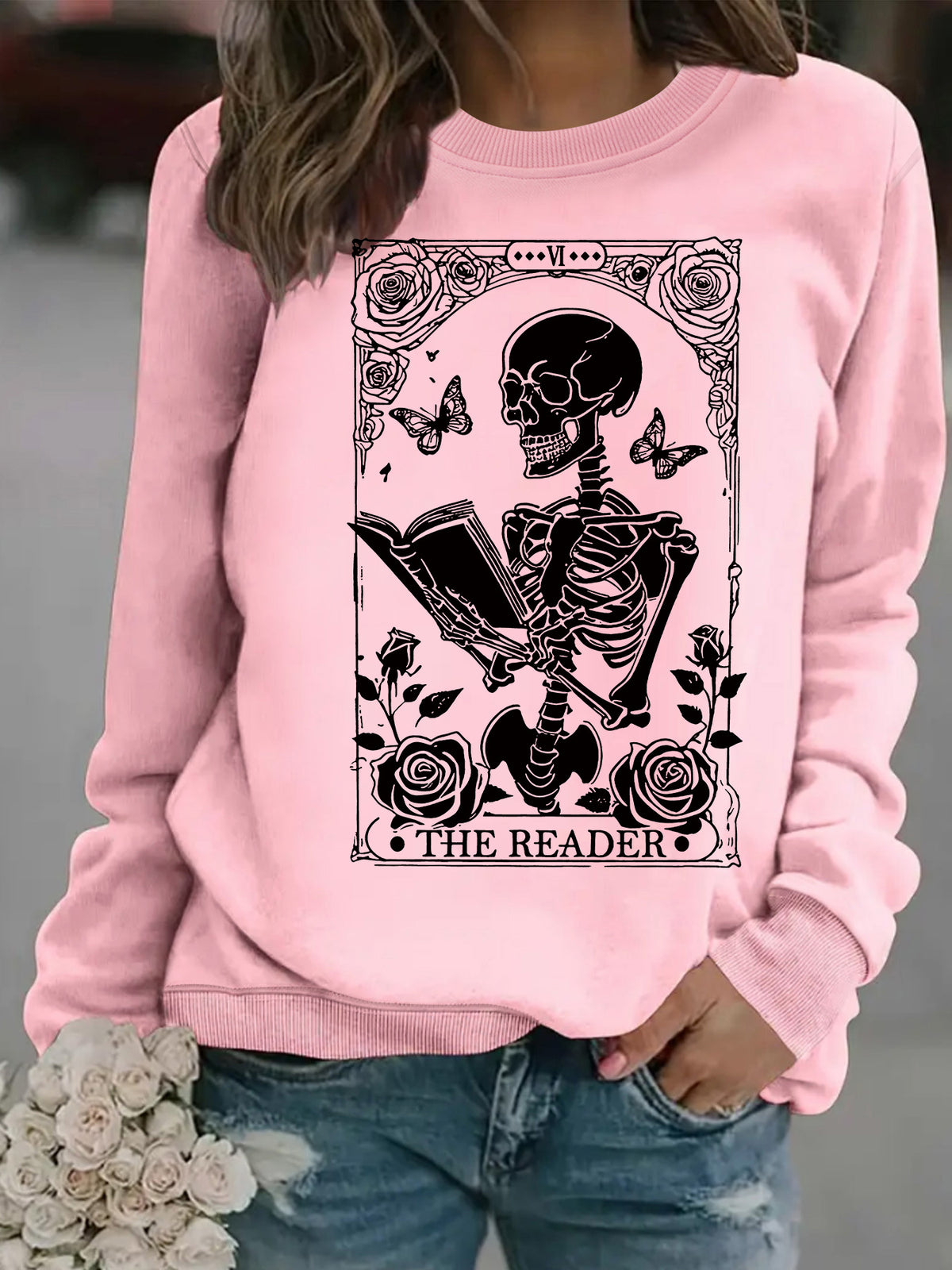 Skeleton Reading Butterfly Hoodie