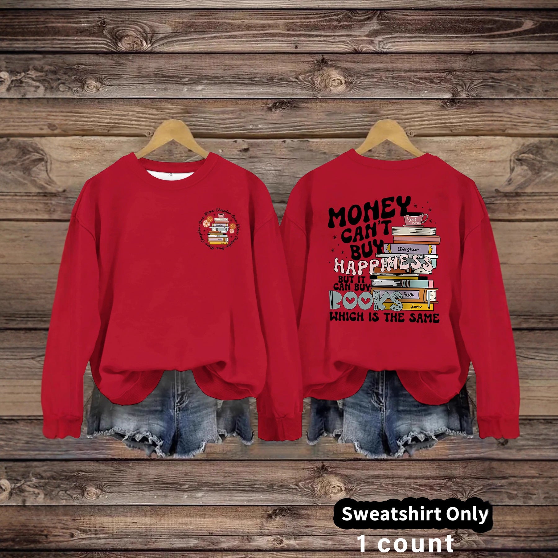 Book Flower Pattern Hoodie