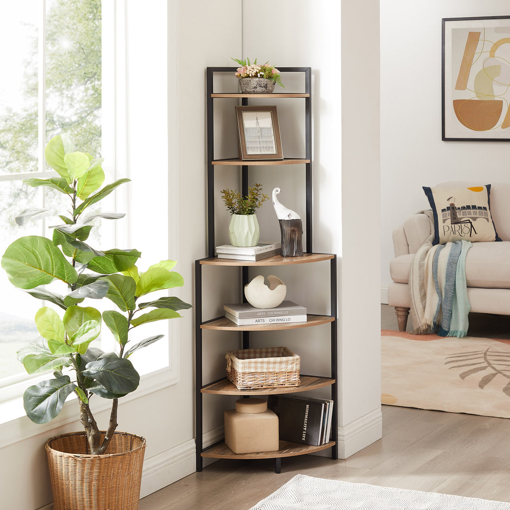6-Tier Corner Bookshelf Wooden