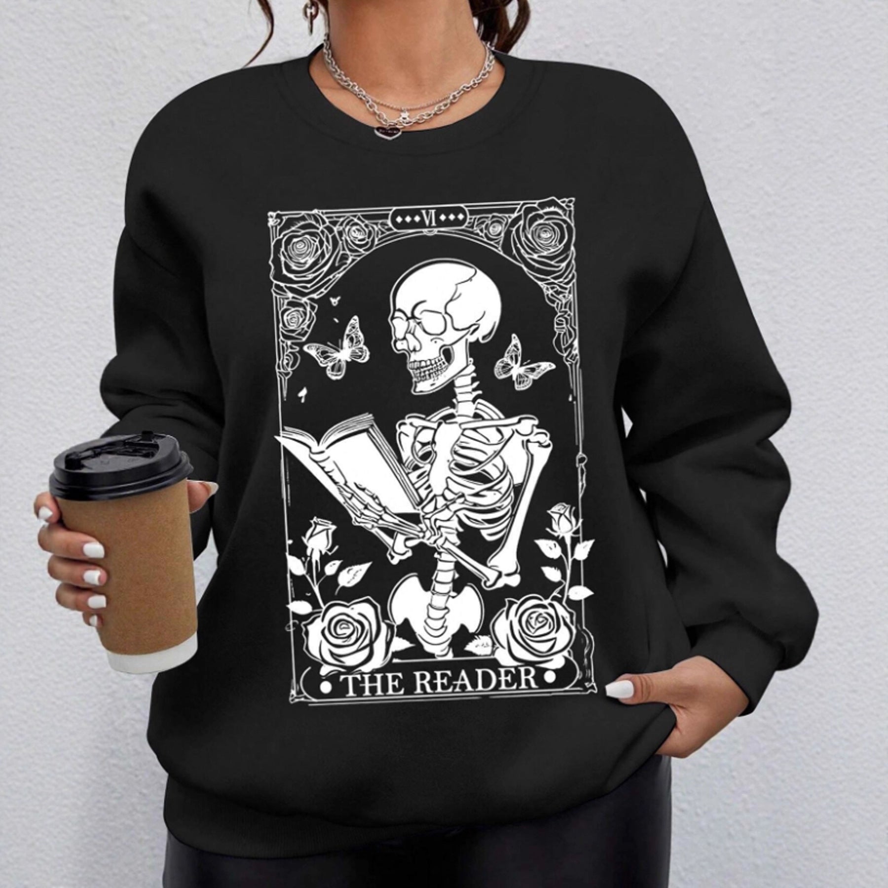Skeleton Reading Butterfly Hoodie