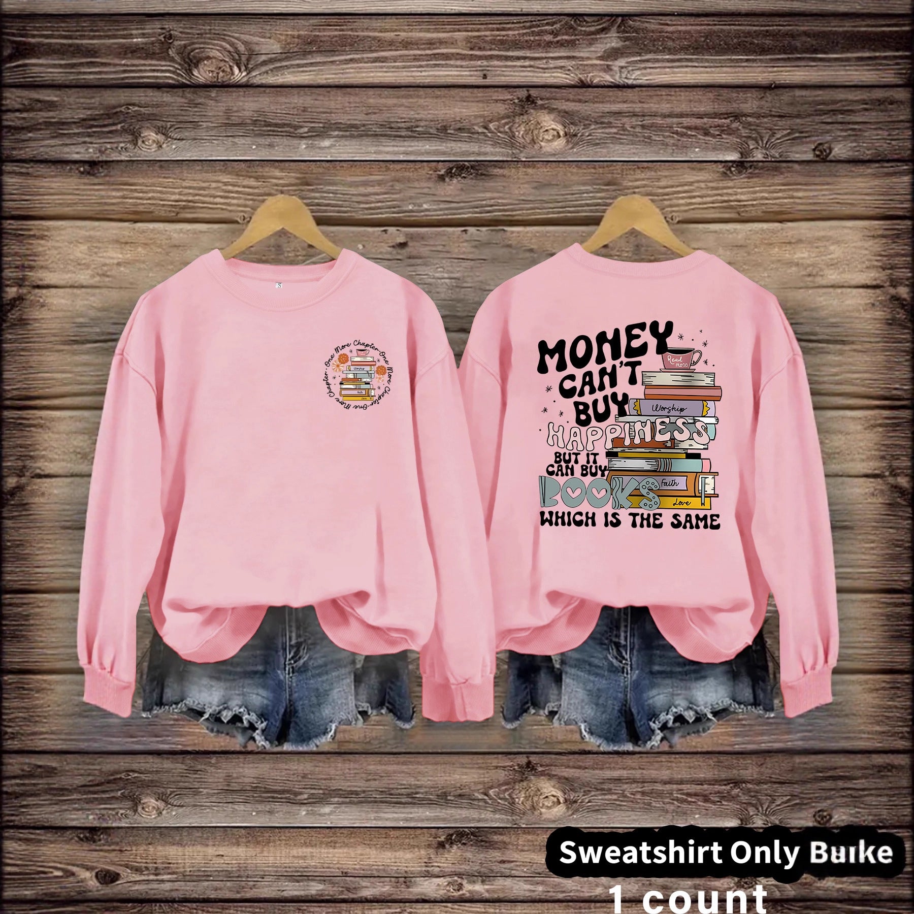 Book Flower Pattern Hoodie
