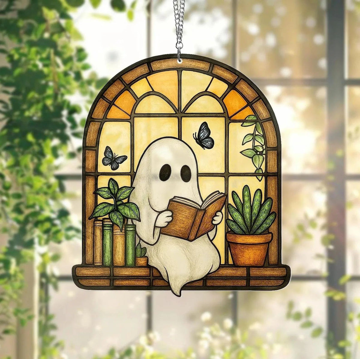 Acrylic Spooky Ghost Reading Decoration