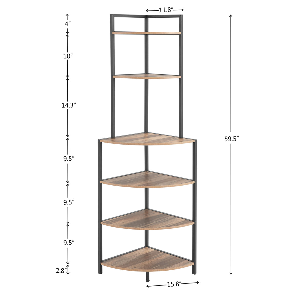 6-Tier Corner Bookshelf Wooden