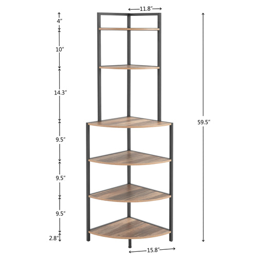 6-Tier Corner Bookshelf Wooden